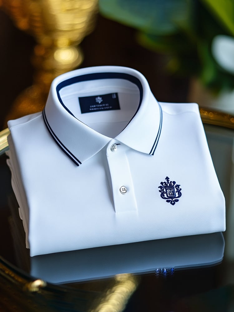 Men's Business Casual Logo Button Short Sleeve Polo Shirt