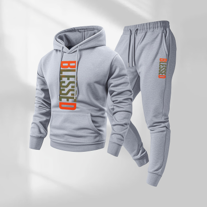 Men's Blessed Camouflage Pattern Print Hoodie and Drawstring Sweatpants Set, Menswear, Casual Athletic Long Sleeve Hooded Jacket & Trousers for Fall & Winter, Men's Clothing for Daily Wear, Sportswear Indoor Outdoor, Tracksuit, Athleisure