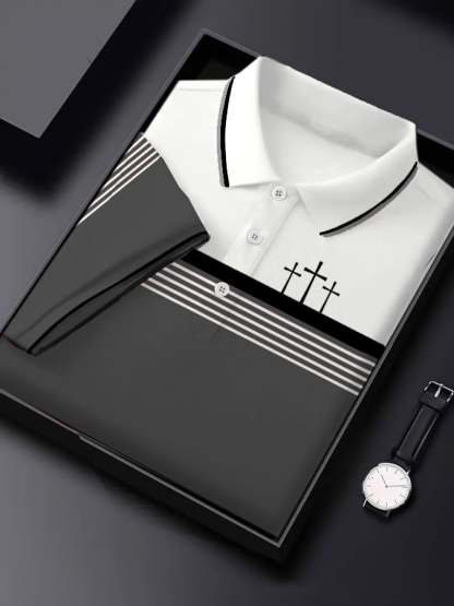 Men's Retro Faith  Casual Printed Short Sleeve Polo Shirt