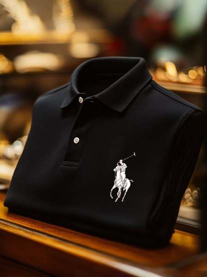 Men's Business Logo Lapel Button Polo Shirt