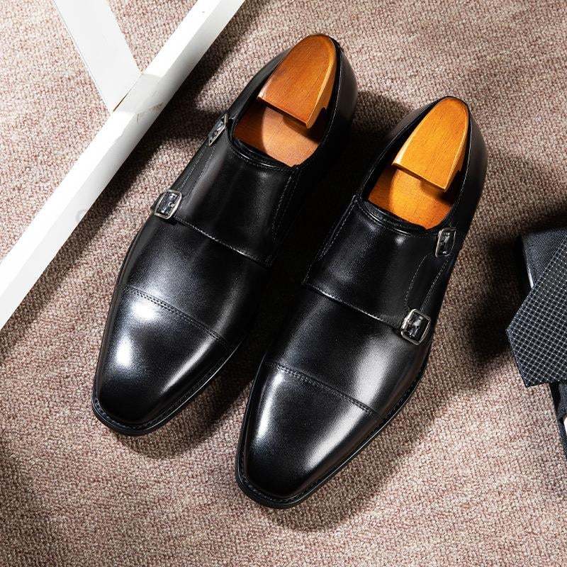 Buckle Pointed Toe British Style Men'S Shoes