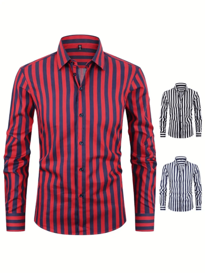Men's Striped Business Casual Shirt