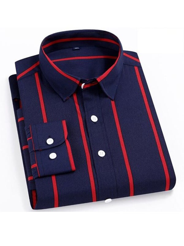 Men's Stripe Print Business Long Sleeve Shirt