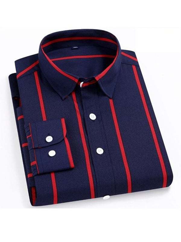 Men's Stripe Print Business Long Sleeve Shirt