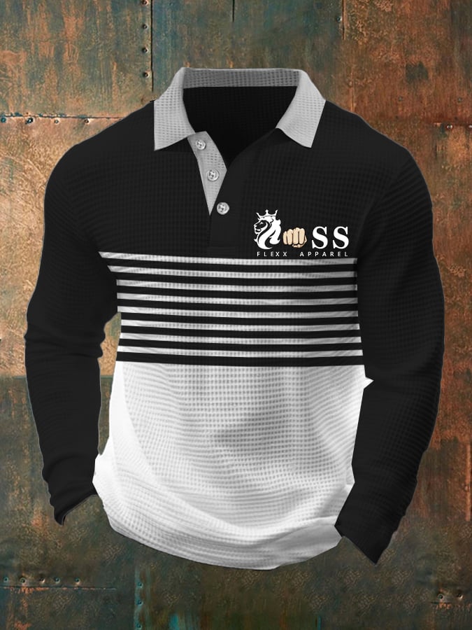 Fashionable Casual Men's Business Style Waffle Polo
