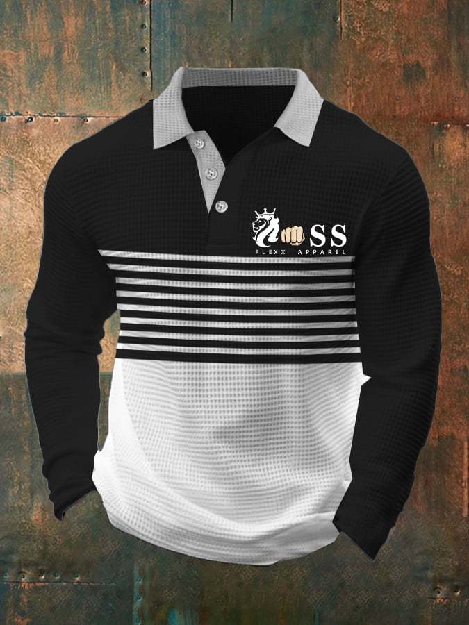 Fashionable Casual Men's Business Style Waffle Polo