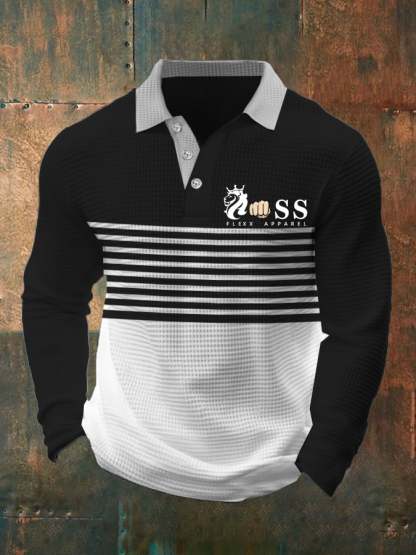 Fashionable Casual Men's Business Style Waffle Polo