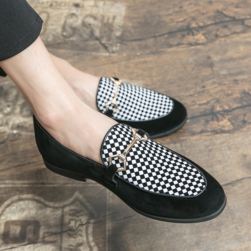 Fashion Casual Geometric Frosted Mens Loafer Shoes