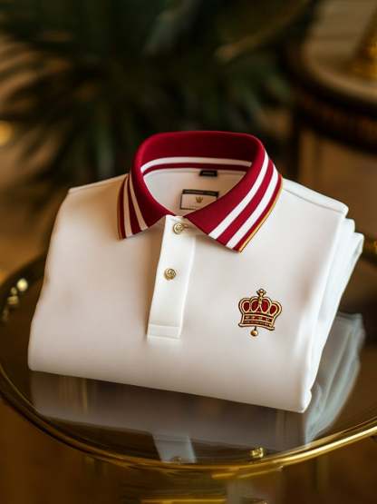 Men's Classic Business Check Button Short Sleeve Polo Shirt