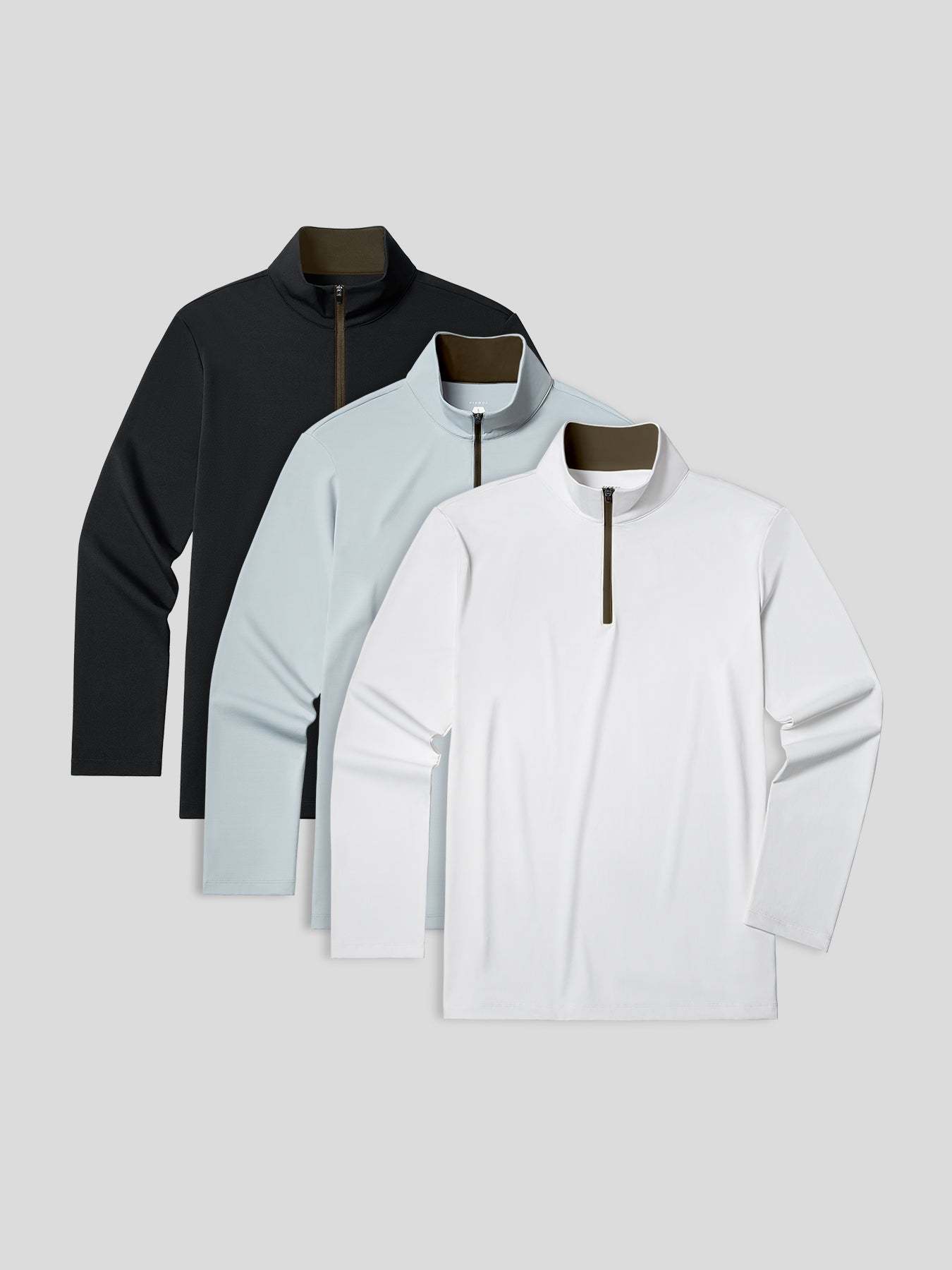 SmoothBlend Half Zip Mock Neck Multicolor Tee 3-Pack: Zip Contrast Col
