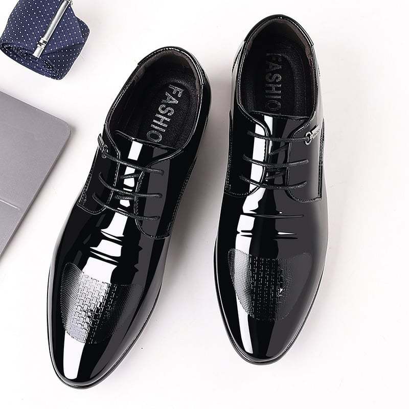 Men's Business Formal Casual Pointed Toe Lace Up Oxfords Faux Leather Patant Shoes