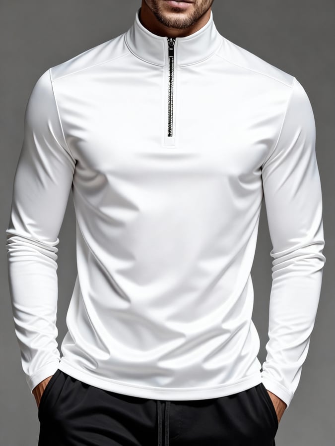 Men'S Sun Protection And Uv-Resistant Long-Sleeved Half-Zip T-Shirt