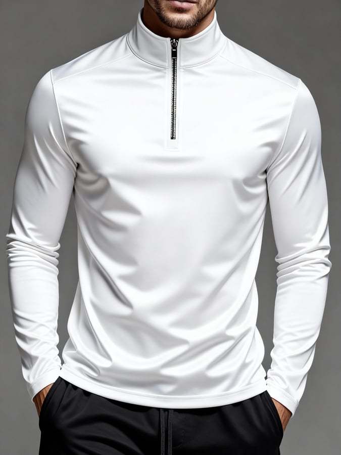 Men'S Sun Protection And Uv-Resistant Long-Sleeved Half-Zip T-Shirt
