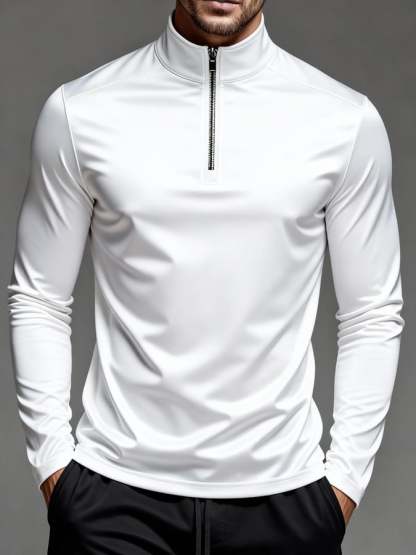 Men'S Sun Protection And Uv-Resistant Long-Sleeved Half-Zip T-Shirt