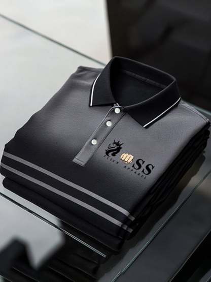 Men's Business Casual Printed Short Sleeve Polo Shirt