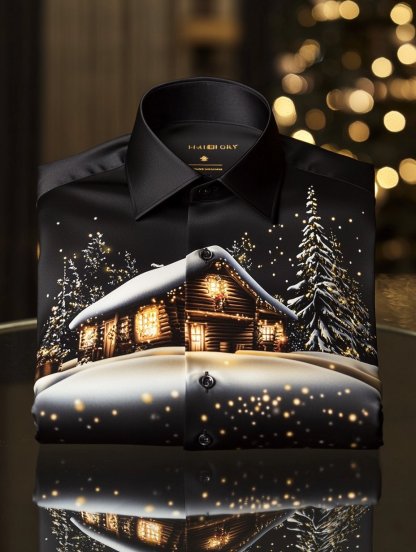 Men's Christmas Print Long Sleeve Shirt