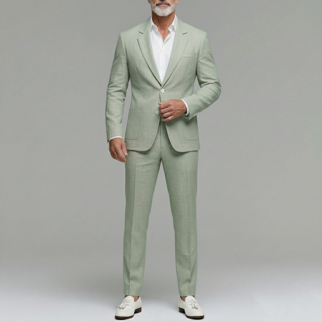 Men's Business Plain Utility Pocket Single Breasted Notched Lapel Blazer & Pants 2Pcs Suit