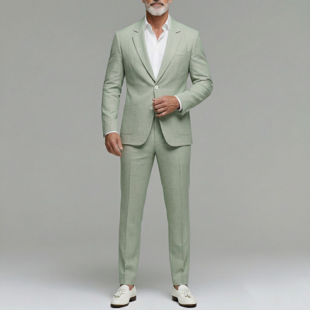 Men's Business Plain Utility Pocket Single Breasted Notched Lapel Blazer & Pants 2Pcs Suit