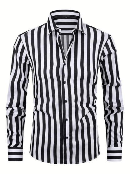 Men's Striped Business Casual Shirt