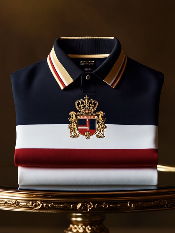 Men's Retro Business Stripe Print Long Sleeve Polo Shirt