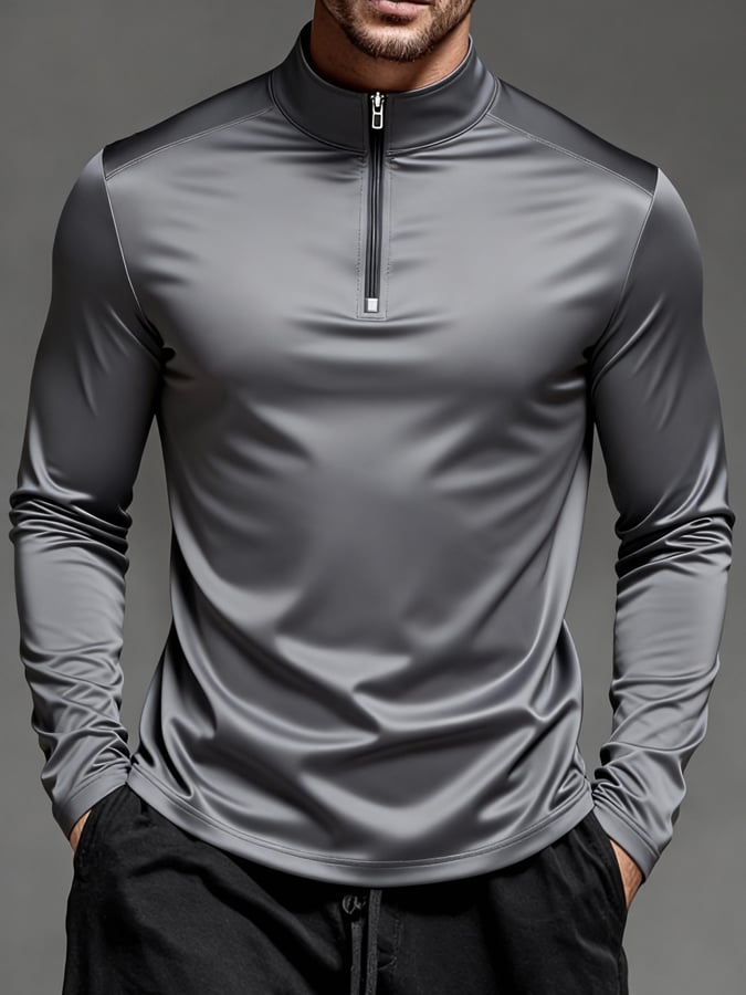 Men'S Sun Protection And Uv-Resistant Long-Sleeved Half-Zip T-Shirt