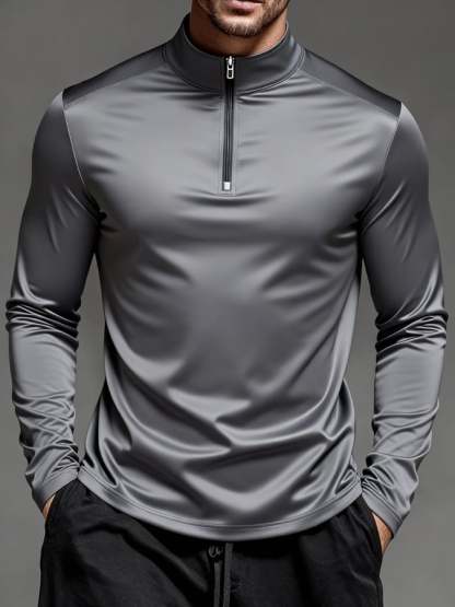 Men'S Sun Protection And Uv-Resistant Long-Sleeved Half-Zip T-Shirt