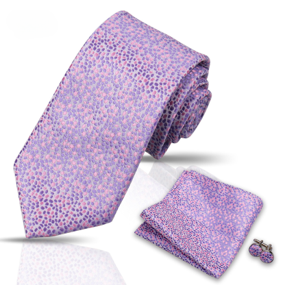 Men's Tie and Pocket Square and Clip Cufflinks Set