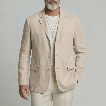 Men's Business Casual Solid Color Notched Lapel Loose Single Breasted Blazer