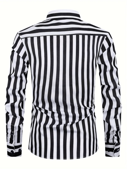 Men's Striped Business Casual Shirt