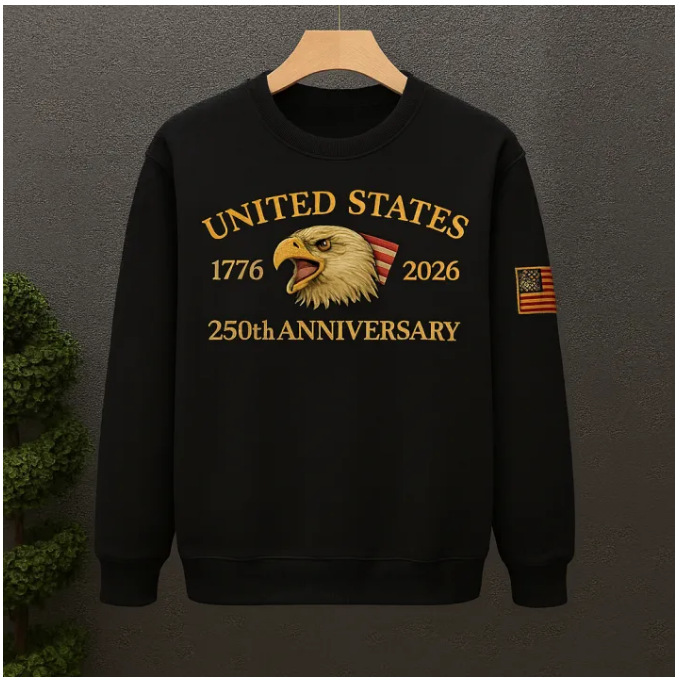 Men's Casual American 250th Anniversary Print Sweatshirt