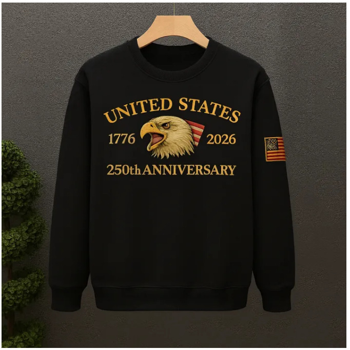 Men's Casual American 250th Anniversary Print Sweatshirt