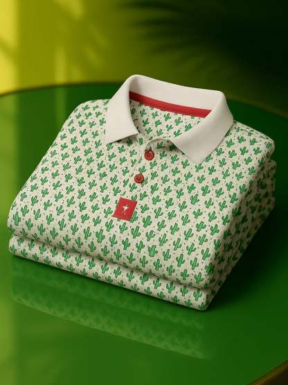 Men's Classic Business Old Money Button Short Sleeve Prick Polo Shirt