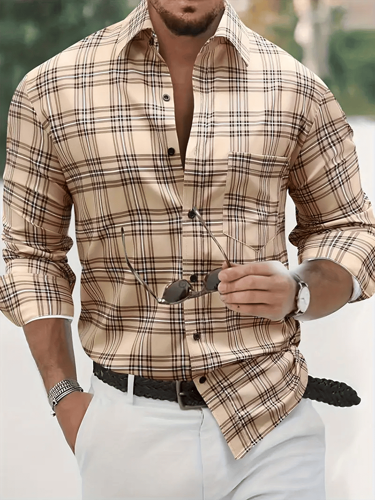 Men's Street Style Business Casual Printed Long Sleeve Shirt