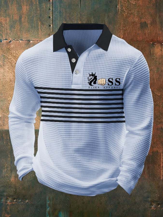 Fashionable Casual Men's Business Style Waffle Polo