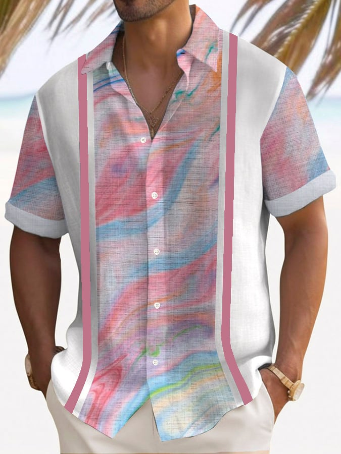 Trendy Printed Lapel Short Sleeve Shirt