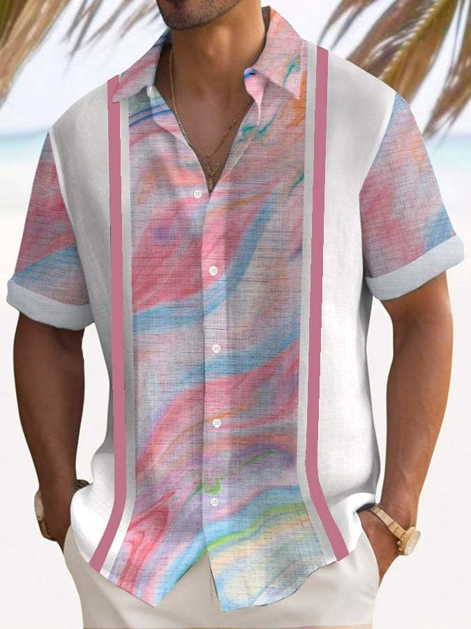 Trendy Printed Lapel Short Sleeve Shirt