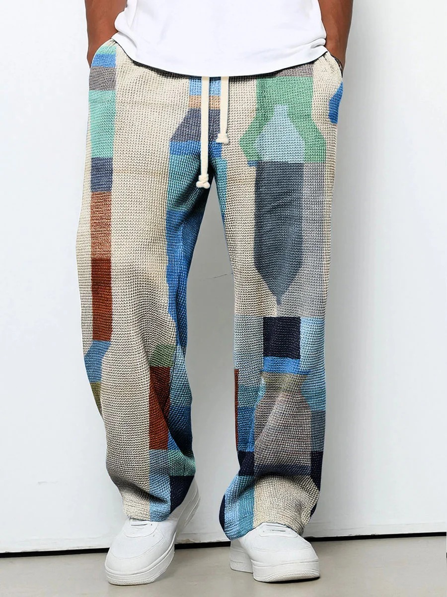 Men's Geometry Color Gradient Art Print Casual Suit Pants