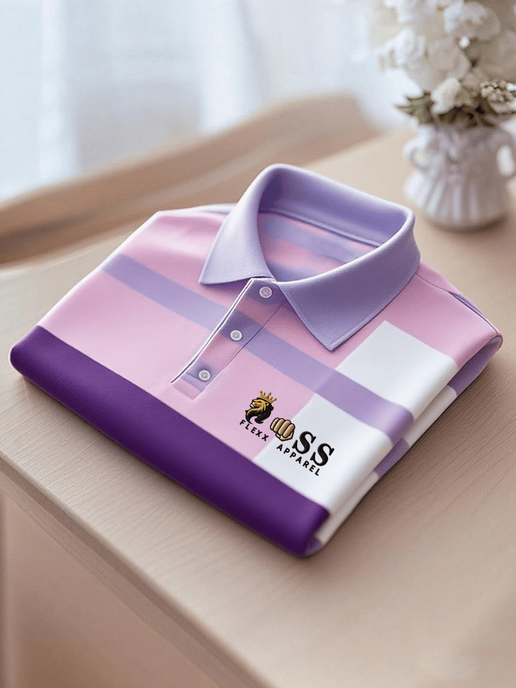 Men's Business Casual Printed Short Sleeve Polo Shirt