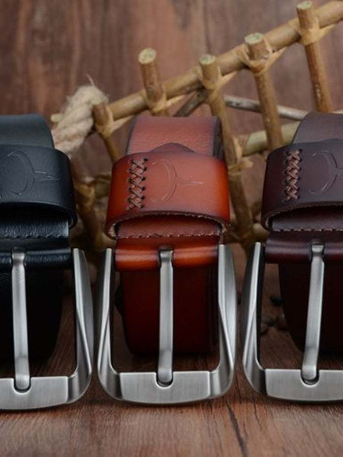 Business Casual Cowhide Fashion Men's Pin Buckle Belt