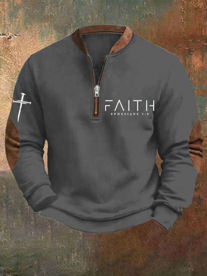 Men's Faith Printed Zip Collar Sweatshirt