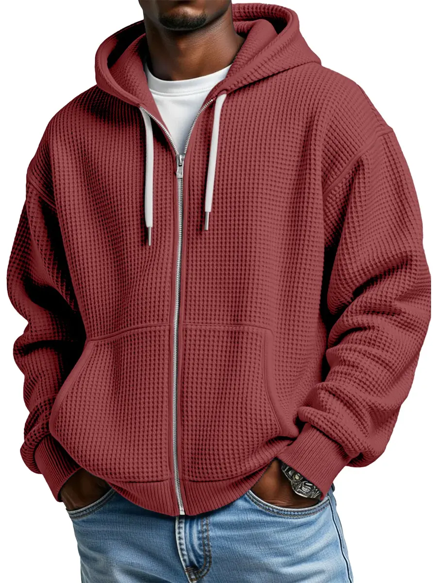 Casual Waffle Hooded Jacket