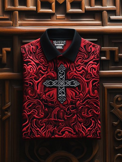 Men's Business Luxury Printed Button Short Sleeve Polo Shirt