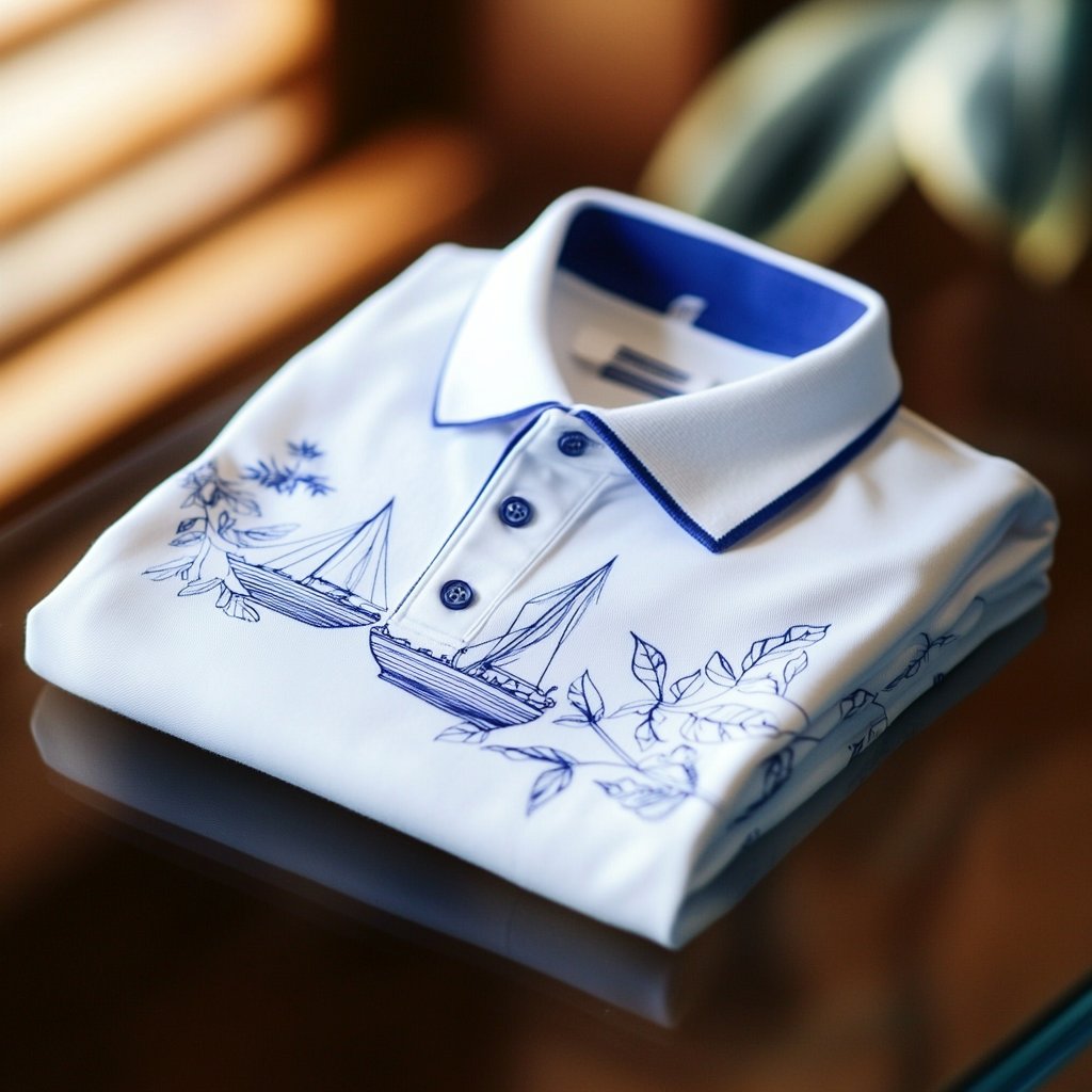 Men's Business Casual Jacquard Button Short Sleeve Polo Shirt