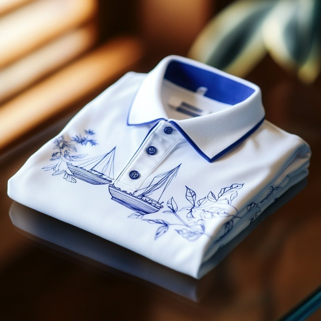 Men's Business Casual Jacquard Button Short Sleeve Polo Shirt