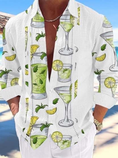 Men's Resort Margarita Print Lapel Casual Shirt