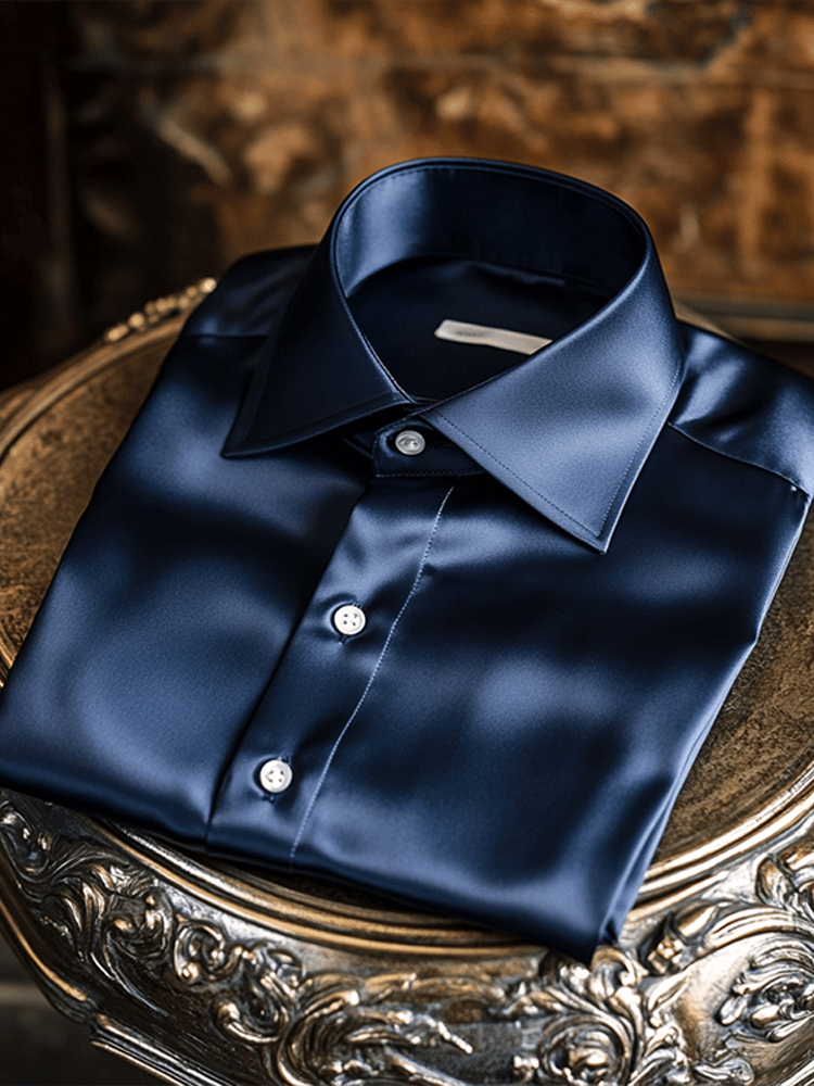 Men's Luxury Silk Business Classic Long Sleeve Shirt