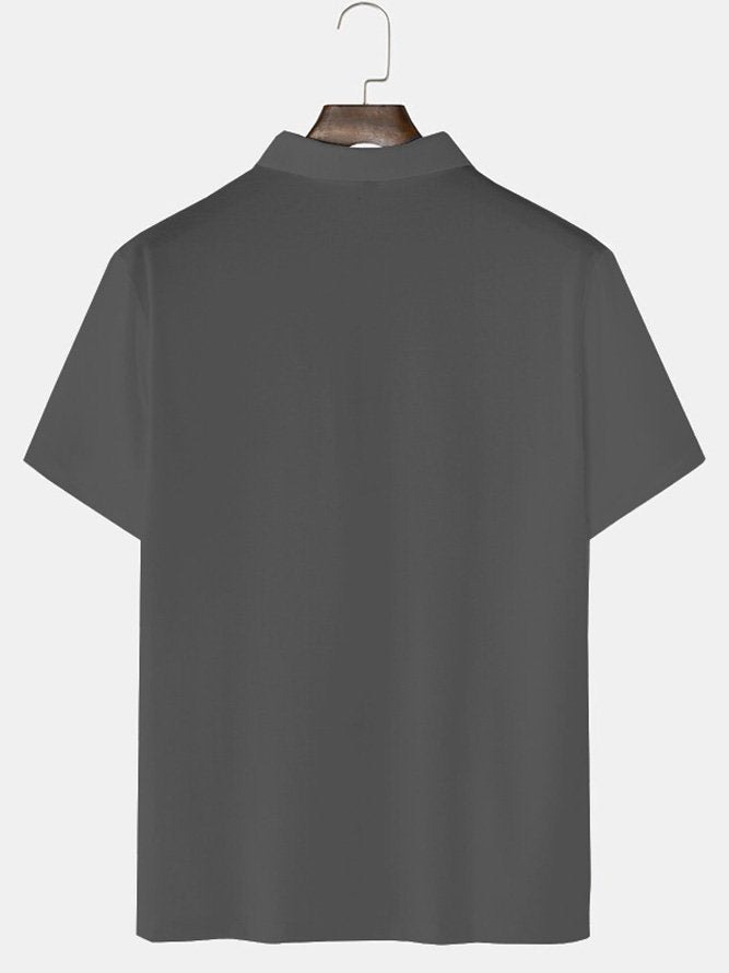 Retro Bowling Striped Printed Men's Button Short Sleeve POLO Shirt