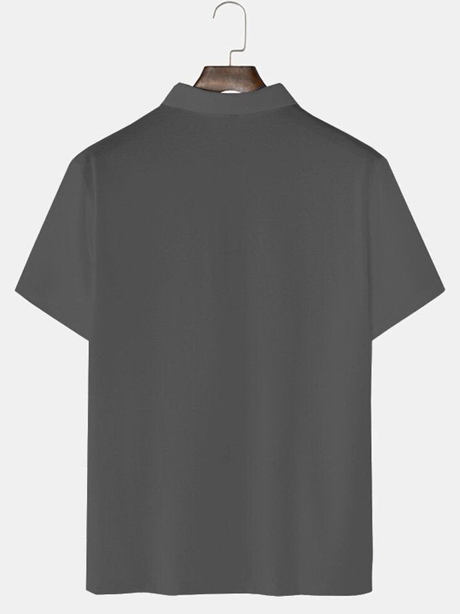 Retro Bowling Striped Printed Men's Button Short Sleeve POLO Shirt