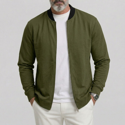 Men's Solid Color Baseball Collar Utility Pocket Slim Fit Casual Zipper Jacket