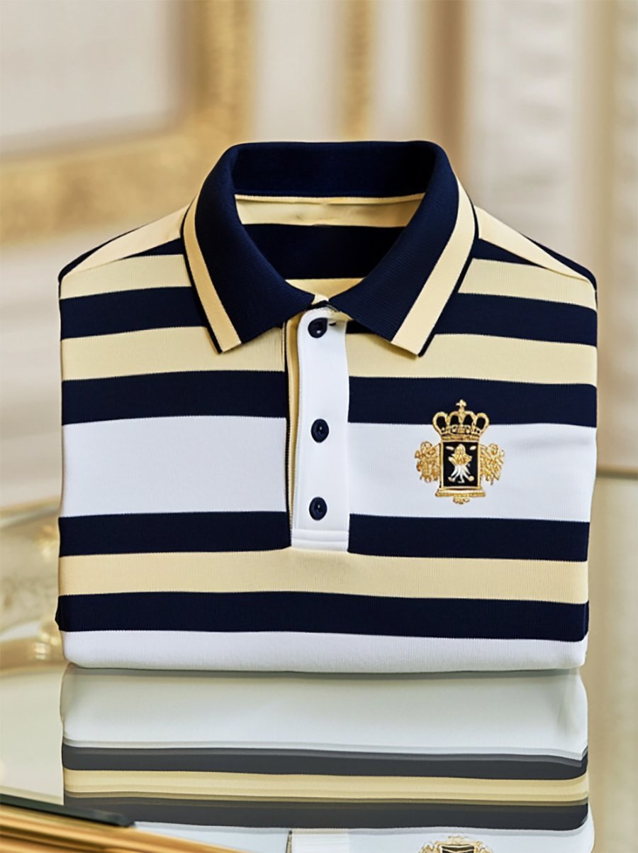 Men's Business Casual Button Short Sleeve Polo Shirt